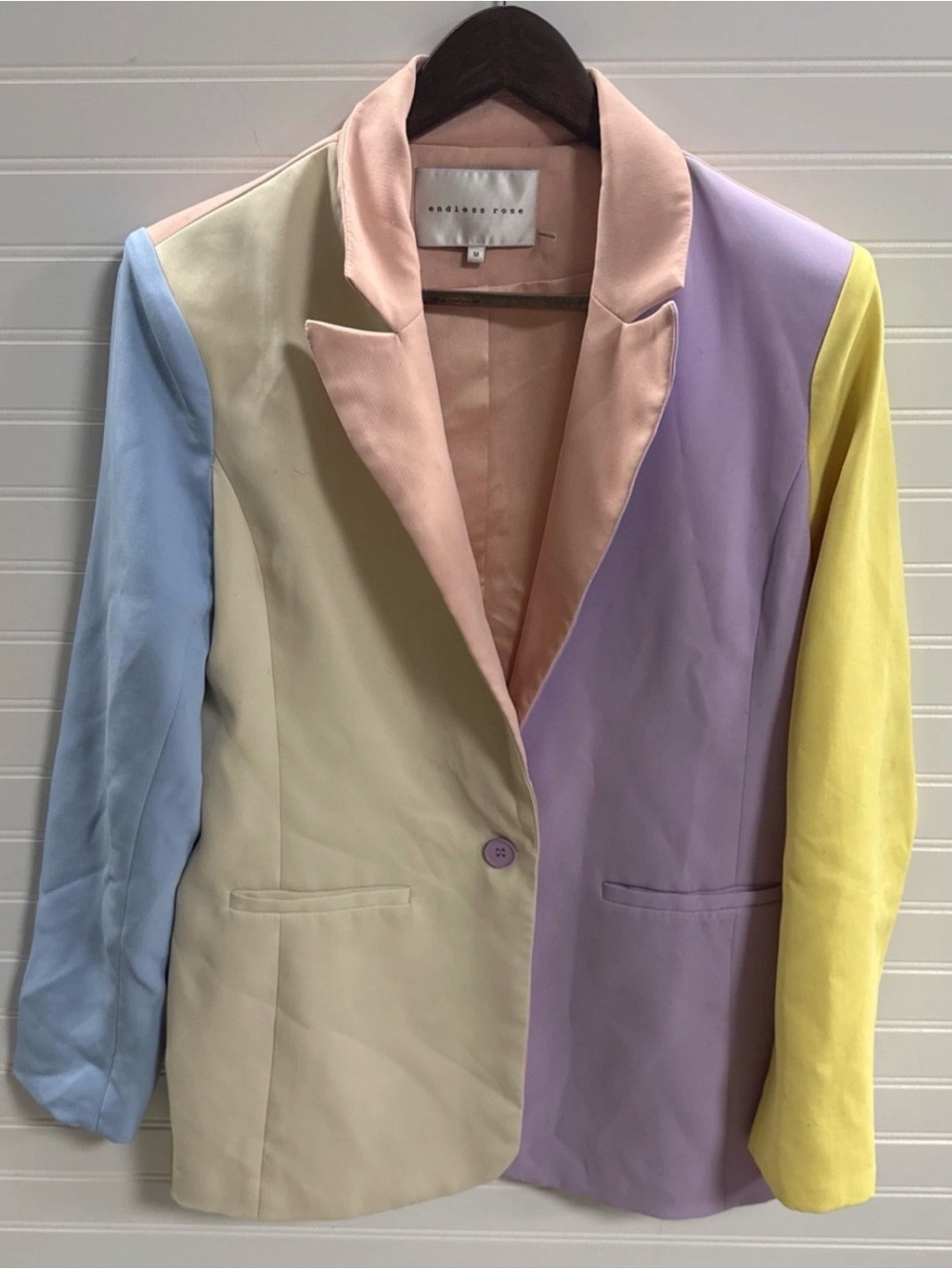 Endless Rose Pastel Color Block Blazer Spring Multicolor Women’s Sz M